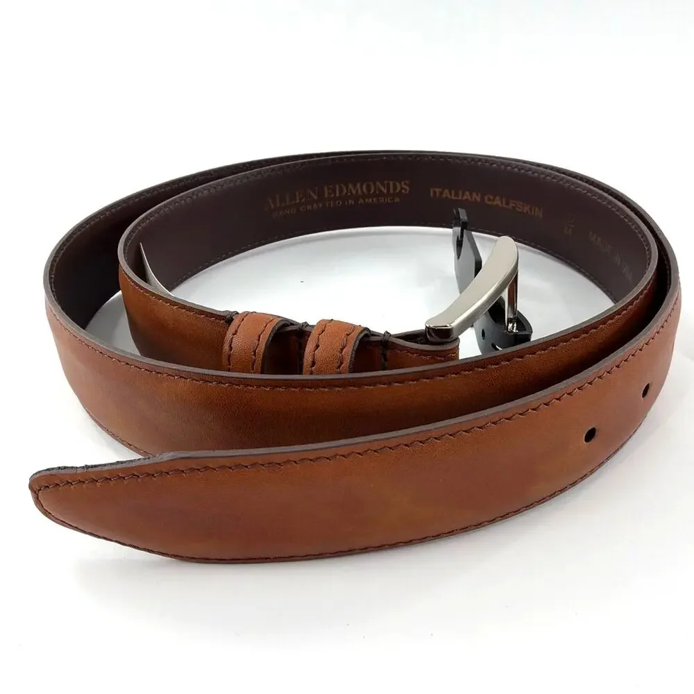 Allen Edmonds Men's Dark Walnut Leather Wide Basic Dress Belt Size 44